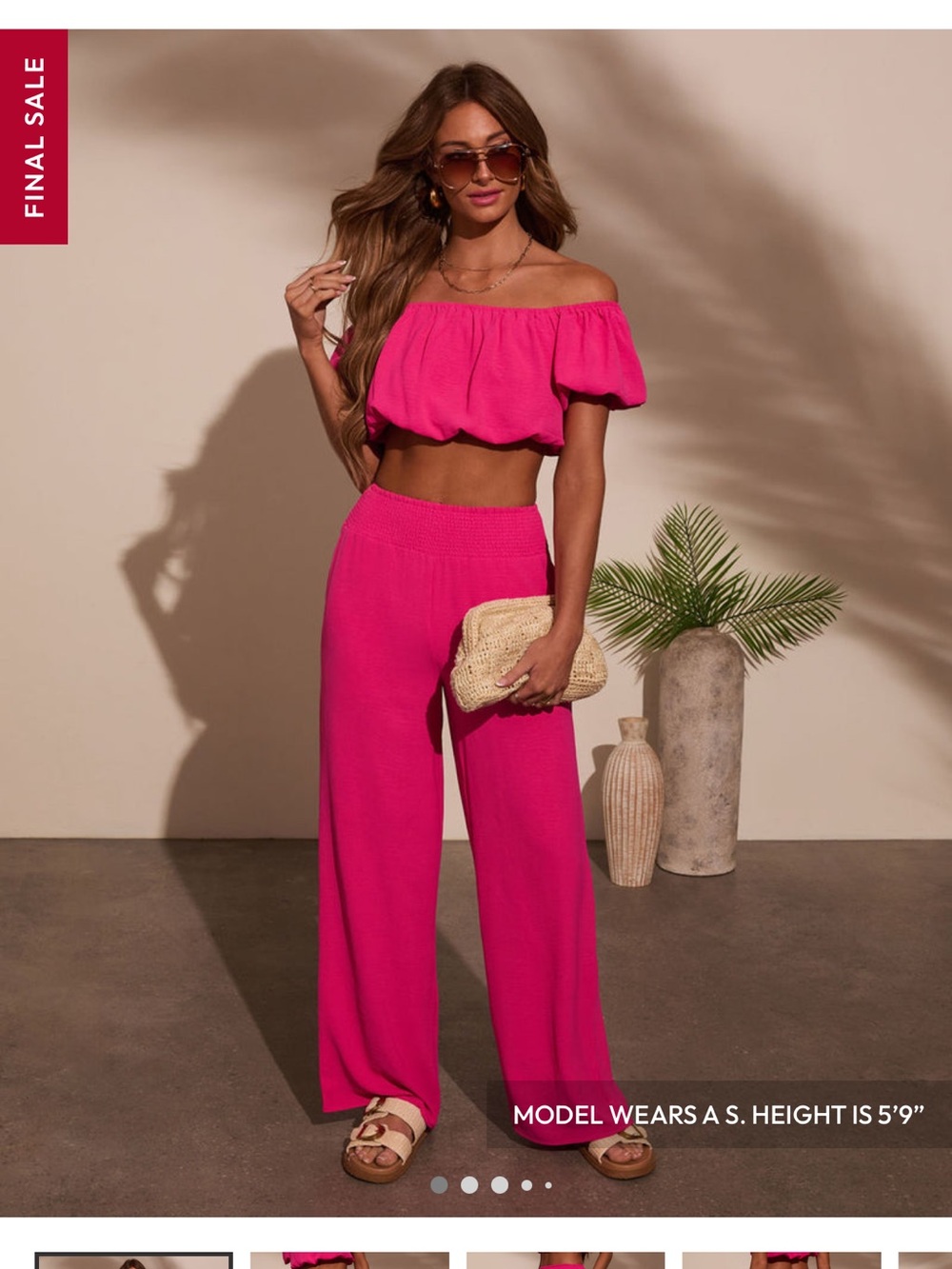 NWOT VICI Women’s Wide-Leg Knit Pants - Hot Pink